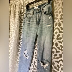 Pistola High Rise Distressed Straight Leg Blue Jeans Size 25